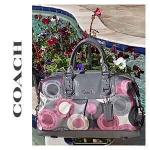 Coach Ashley Snaphead Pattern in Pinks/Grey’s LG Satchel/Shoulder Bag w/Silv. HW